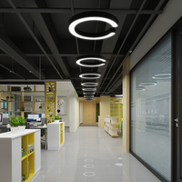 Lustre semi-circulaire 60 100cm en forme de C, luminaire suspendu LED pour centre commercial, salle de sport, bureau, magasin de vêtements, lampe de plafond commerciale