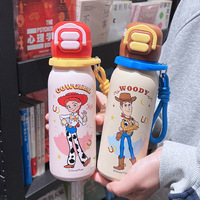 Bouteille d'eau isotherme Zootopia pour enfants en acier inoxydable 316, tasse portable avec paille, anti-chute, thermos pour enfants à thème Toy Story