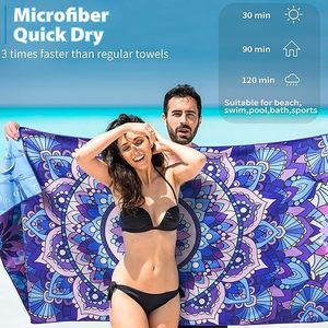 Serviette de plage en microfibre <span class=keywords><strong>à</strong></span> imprimé <span class=keywords><strong>Mandala</strong></span> et palmier, 12 options de design, séchage rapide, sans sable, pour voyage, piscine, camping, vente en gros - Product Image 4