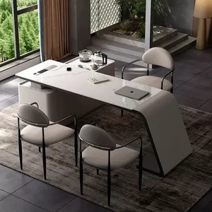 Guangdong Modern Home L-Form Büro tisch Steinplatte Schreibtisch Großer Schreibtisch mit Beistell tisch