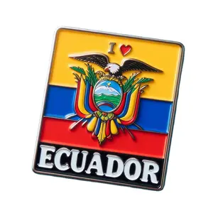 Ímã de geladeira de lembrança equatoriano para bandeira com logotipo personalizado Metal Esmaltado Equador