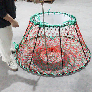 Cage à crabes en acier HDPE à double fond durable, grand piège à crabes des neiges avec nylon PE pour l'aquaculture de crevettes et de poissons - Product Image 1