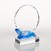 Trophée en cristal de verre en forme de nuage, nouveau design, vente en gros, avec impression laser et UV, plaque personnalisée pour souvenir d'entreprise