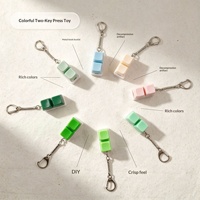 Porte-clés anti-stress à deux boutons, jouet spinner à doigts, touches colorées, base blanc pur, personnalisable, petit modèle en plastique