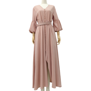Tinta unita eleganti a 2 strati girocollo girocollo Dubai <span class=keywords><strong>turchia</strong></span> abiti musulmani Abaya 2025 abiti modesti musulmani - Product Image 1