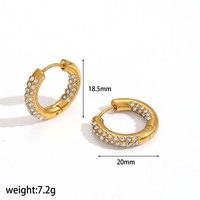 Boucles d'oreilles créoles petites et polyvalentes pour femme, bijoux fantaisie plaqué or en acier inoxydable avec zircon, vente en gros