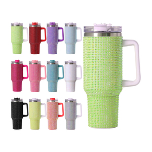 Mug de voyage isotherme classique en acier inoxydable de 40 oz, à double paroi, écologique, avec poignée, couvercle et paille, idéal pour le camping - Product Image 3