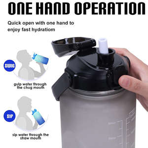 500ml 900ml 64Oz <span class=keywords><strong>2L</strong></span> Demi-gallon Sans Bpa Gym Fitness Sports Motivation Réutilisable Demi-gallon <span class=keywords><strong>Bouteille</strong></span> d'eau avec manchon et paille - Product Image 3