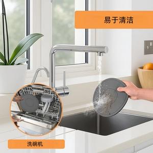 Tapis rond en silicone résistant à la chaleur, pour la vaisselle et la cuisine, vert matcha, rouge brunâtre, jaune pâle - Product Image 3