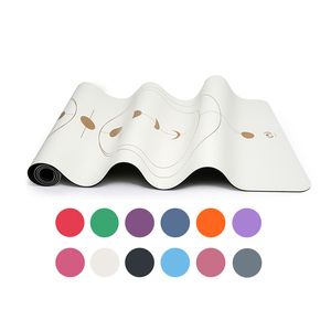 Tapis de sport personnalisé avec logo, couleur beige coco, en forme d'arche, noir mat nude, en caoutchouc PU, forme pilule, YF0304T, anti-ovale - Product Image 2