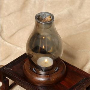 Porte-bougie coupe-vent en verre avec base, résistant à la chaleur, pour brûleur d'encens, idéal pour la décoration de Noël à la maison - Vente chaude - Product Image 4