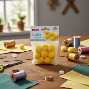 Pompon Ilan Bolita 2,5 cm Giallo in Lana per Decorazioni Artigianali - Product Image 3