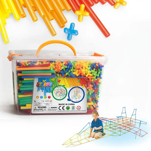 Set Educativo di Mattoncini in Plastica Fai-da-Te per Bambini, Blocchi di Costruzione 4D con Connessioni a Cannuccia, 1000 Pezzi in <span class=keywords><strong>Vendita</strong></span> - Product Image 3