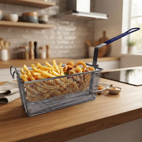 Panier de friture rectangulaire personnalisable en acier inoxydable 201 304, écologique, durable, avec poignée, plusieurs tailles, pour poulet frit