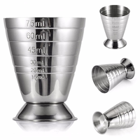 BGM.FOX Promotion Spéciale Jigger à Mesurer pour Cocktails et Vin, Écologique, Moderne, en Acier Inoxydable, Multi-Niveaux, 75 ml, Diamètre 5-10 cm