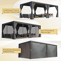 Grande pergola à lames 12x24, en aluminium avec toit réglable, extérieur avec rideaux et filets imperméables