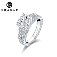 Vente chaude mariée luxe 3 carats CZ cubique zircon bague en argent Sterling 925 Simple classique anneaux de mariage pour les femmes