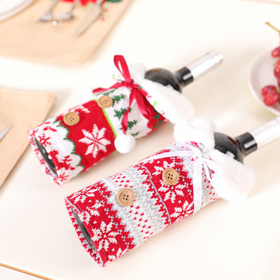 Weihnachten Weinflaschen Abdeckung – 2 Stück, Leinen, Mit Pompom & Karomuster, Deko Für Weinflaschen