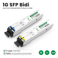 Transceivers optiques en fibre SFP WDM 1,25 Gbit/s BIDI 20 km 1310 nm/1550 nm SC DDM SMF en gros pour GPRS