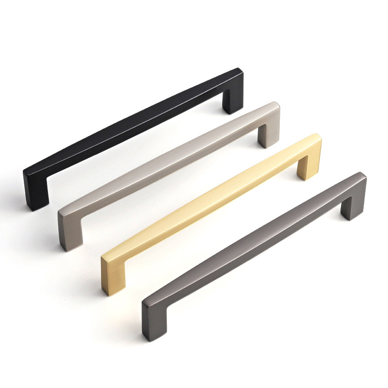 Modern Slim Aluminum Cabinet Handles Square Bar Drawer Pulls Custom Wardrobe Dresser Long Kitchen Furniture Hardware Villa