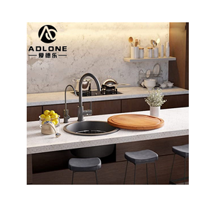 อ่างล้างจานหินแกรนิตชามเดี่ยวแบบแฮนด์เมดอ่างล้างมือหินอ่อนยอดนิยมไม่มีก๊อกน้ำอุปกรณ์ครัวปรับแต่งได้ - Product Image 4