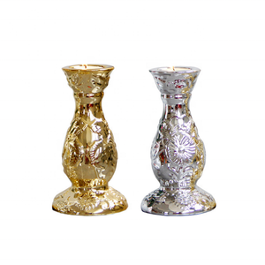 Portavelas de cerámica en relieve con diseño de plata dorada de estilo de lujo europeo, adornos de decoración de escritorio - Product Image 4