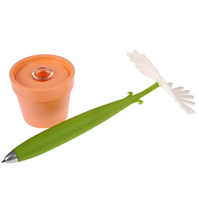 Stylo publicitaire personnalisé avec logo, design <span class=keywords><strong>marguerite</strong></span> en pot, action par clic, encre noire moyenne, impression sérigraphique, cadeau promotionnel, vente en gros professionnelle - Product Image 4