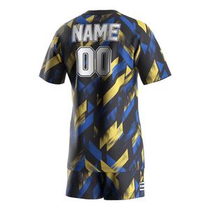 Ensemble short et t-shirt de sport pour homme, col en V, 100 % polyester, avec poches, pour l'entraînement et la gym, idéal pour les équipes sportives, sublimation en gros - Product Image 4