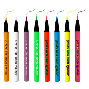 8 warna eyeliner kustom jumlah kecil LED UV cahaya neon cair eyeliner label pribadi