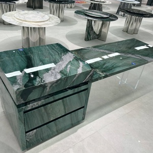 Lussuoso Tavolo <span class=keywords><strong>da</strong></span> Bar Regolabile in Metallo con Smeraldo Bada, Arredamento in Pietra di Alta Gamma Personalizzato per Ville, OEM di Luca - Product Image 1