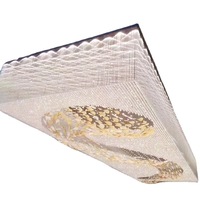 Lustre scandinave de luxe à suspension LED, classé IP65, en verre cristal rectangulaire doré de grande taille pour hall d'hôtel, villa, jardin