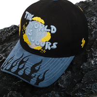 Gorra de Béisbol de Malla con Visera Curva, Estilo Casual Urbano, 5 Paneles, Logotipo Personalizado, Patrón de Billar, Bordado de Llamas, Cierre de Hebilla