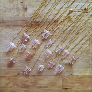 NM18673 Natural Gemstone Crystal Pillar Point <strong>Necklace</strong> Gold Plated Copper <strong>Clear</strong> Crystal <strong>Quartz</strong> Stone Pendant <strong>Necklace</strong> - Product Image 4