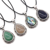 Coquillages Agate Naturelle en Cristal Pierres de Guérison Alliage Incrusté en Forme de Goutte Pendentif Charmes pour la Fabrication de Bijoux Accessoires