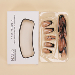 Venta caliente europea y americana usable francés con bordes negros, diamantes de imitación, pegatinas de uñas brillantes, 24 piezas de desmontable - Product Image 3