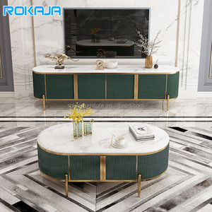 Elegante Mesa <span class=keywords><strong>de</strong></span> <span class=keywords><strong>Centro</strong></span> <span class=keywords><strong>de</strong></span> Mármol para Sala <span class=keywords><strong>de</strong></span> Estar, Metal Dorado con Cajón <span class=keywords><strong>de</strong></span> Madera, Mesa <span class=keywords><strong>de</strong></span> <span class=keywords><strong>Centro</strong></span> Ovalada Moderna y Económica con Gabinete <span class=keywords><strong>de</strong></span> Almacenamiento - Product Image 1