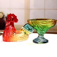 Boîte à bibelots décorative en verre vintage en forme de coq, accent de décoration intérieure