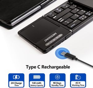 MESWAO Full-Size Portable Foldable <strong>for</strong> <strong>Bluetooth</strong> <strong>Keyboard</strong> Touchpad <strong>Wireless</strong> Folding TPU Leather <strong>Keyboards</strong> (Sync 3 Devices) - Product Image 6