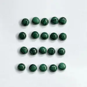 Natural Malachite high texture clear no clutter halt round flat bottom for natural Gemstone