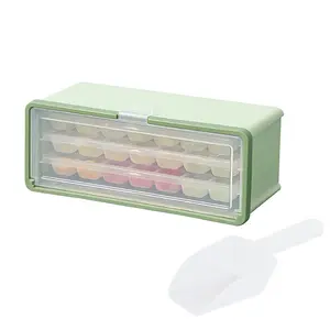 Bandejas de cubos de hielo PP de fácil liberación, <span class=keywords><strong>con</strong></span> <span class=keywords><strong>tapa</strong></span> y contenedor, fabricante de cubos de hielo de plástico de gran capacidad, 63 cavidades, superventas - Product Image 1