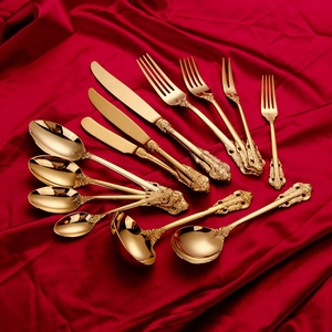 18/10 thép không gỉ thiết lập dao kéo vàng sang trọng thanh lịch Flatware thìa dĩa và dao cho các sự kiện - Product Image 1
