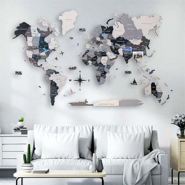 Factory Wholesale for Home Map Decor Wooden 3D Decoration Art Wall Wood World Map