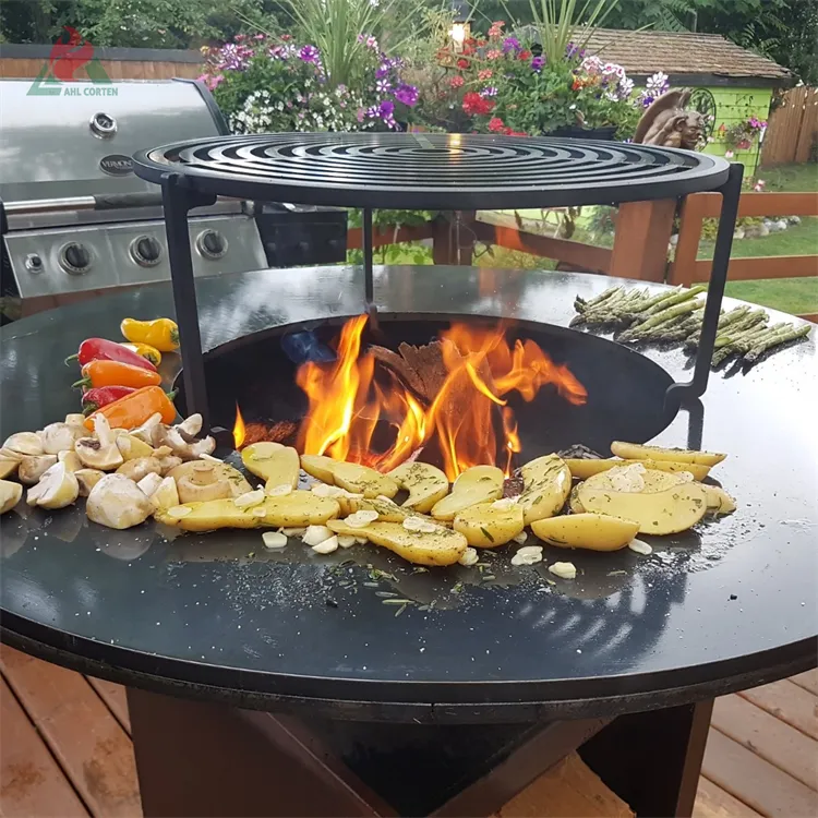 Pemanggang Barbecue Berkemah Profesional Luar Ruangan 2023 Corten Steel Barbecue Grill