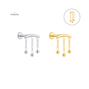 Fabriek Groothandel Roestvrij Staal Kwast Verborgen Helix Platte Piercing Schelp Bengelen Oorbel Sexy Mode Lichaam Sieraden Seks - Product Image 1