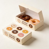 Boîte d'emballage pour beignets, biscuits au chocolat, pain, desserts, vente en gros, qualité alimentaire, jetable, recyclable, boîte en papier personnalisée