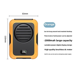 Ventilateur portable USB 2025 à suspendre à la ceinture, ventilateur de refroidissement sans pales pour extérieur 2000 mAh, mini ventilateur de cou à clipser avec écran LED - Product Image 5