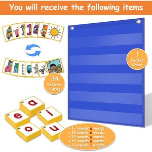 Tableau de construction de mots CVC, 64 cartes flash de phonétique, jeux d'alphabétisation pour la maternelle, pour les enfants de 4 à 6 ans - Product Image 3