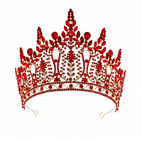 Couronne de concours de beauté en rubis en gros, diadème personnalisé avec placage couleur, sans plomb, bijoux élégants de couronnement, couronne de reine du bal