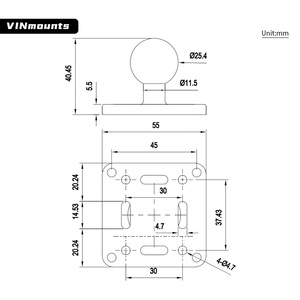 1" Ball Square Base Aluminum Alloy Phone <b>Holder</b> Computer Stand 4-Hole AMPS Pattern 360 Degree Rotating Durable VIN-B-004 - Product Image 5