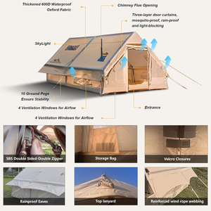 Tienda inflable para acampar con dosel y bomba de aire Glamping Tiendas para acampar Adultos Fácil configuración Tienda inflable para 4 estaciones - Product Image 3